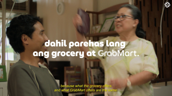 '치키(Chicky)' 캠페인 영상 갈무리. 그랩마트(GrabMart)는 오프라인 식료품점과 동일한 가격, 품질, 프로모션을 제공하고 있다고 강조한다. ⓒ스파이크스 아시아